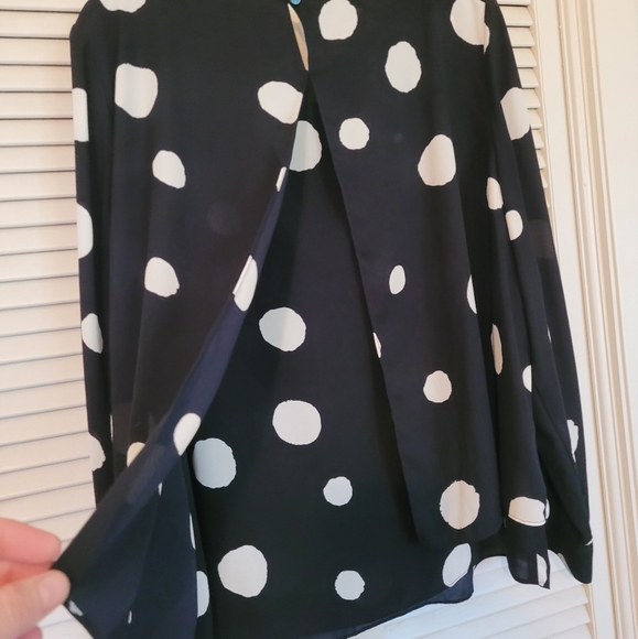 NWOT Chico's Sheer Black with white polka dots - Picture 10 of 16
